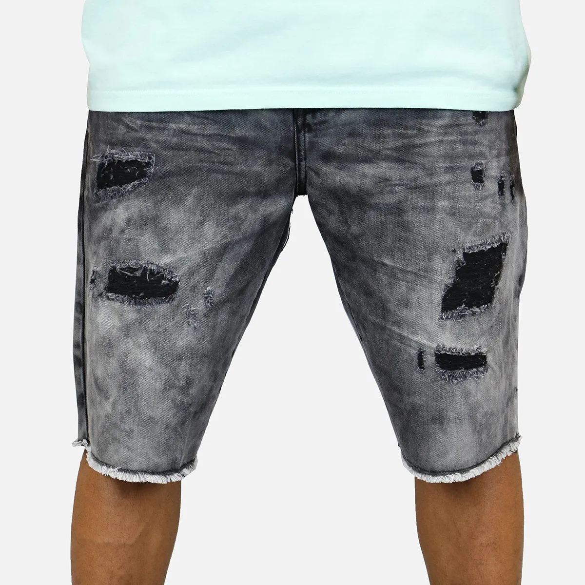 ACID WASH RIP DENIM SHORTS