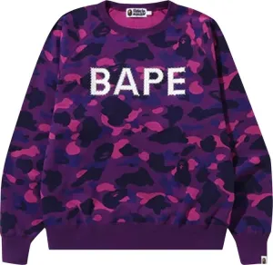 BAPE Color Camo Crystal Stone Relaxed Fit Crewneck 'Purple' Sweatshirt, Purple