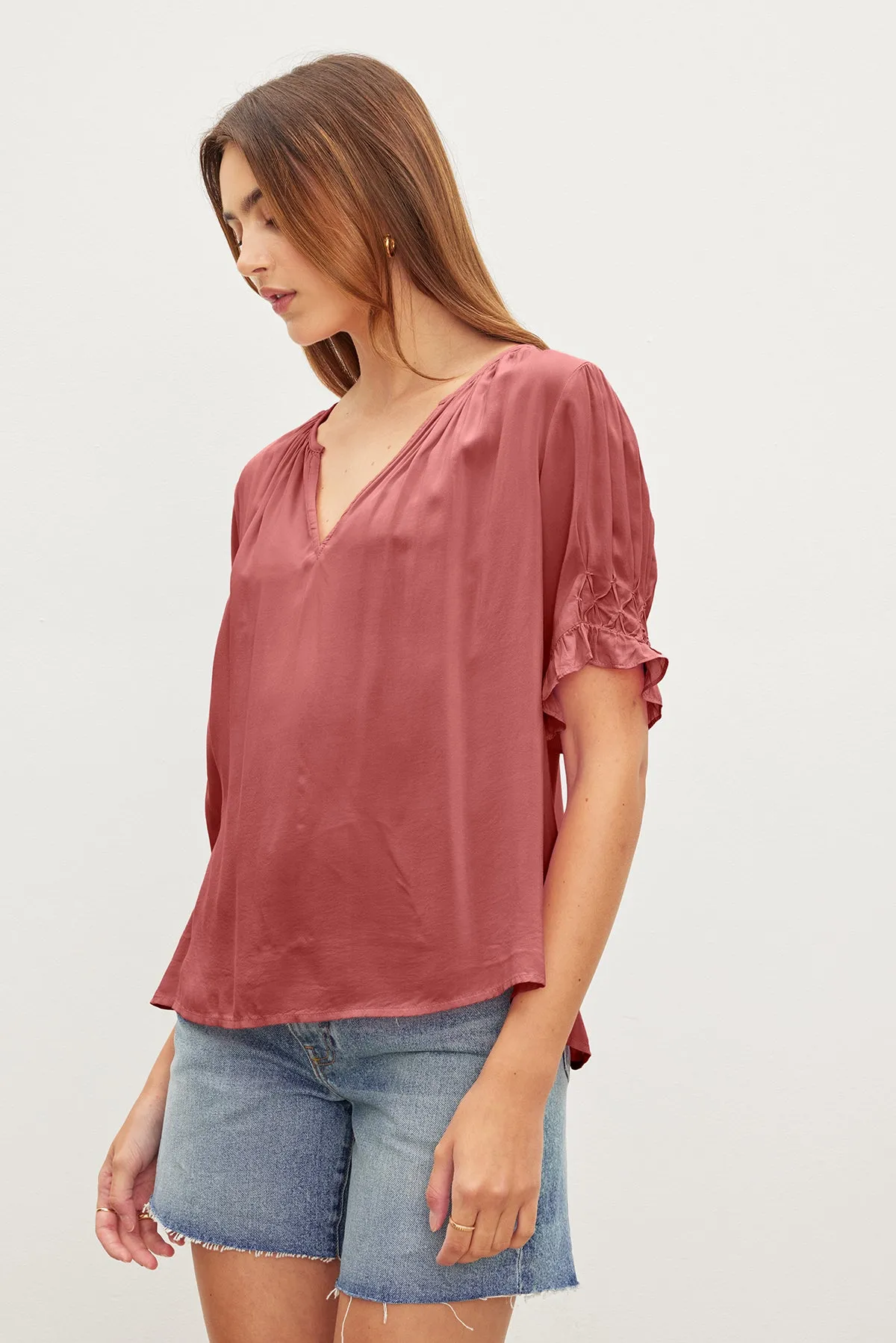 CALISSA SPLIT NECK BLOUSE