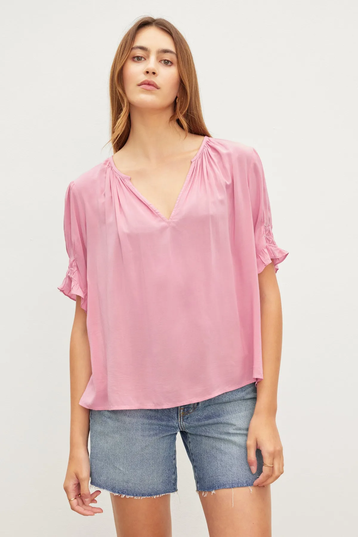 CALISSA SPLIT NECK BLOUSE