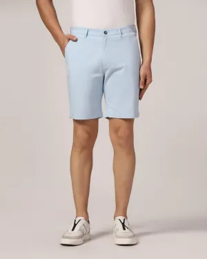 Casual Light Blue Solid Shorts - Frank