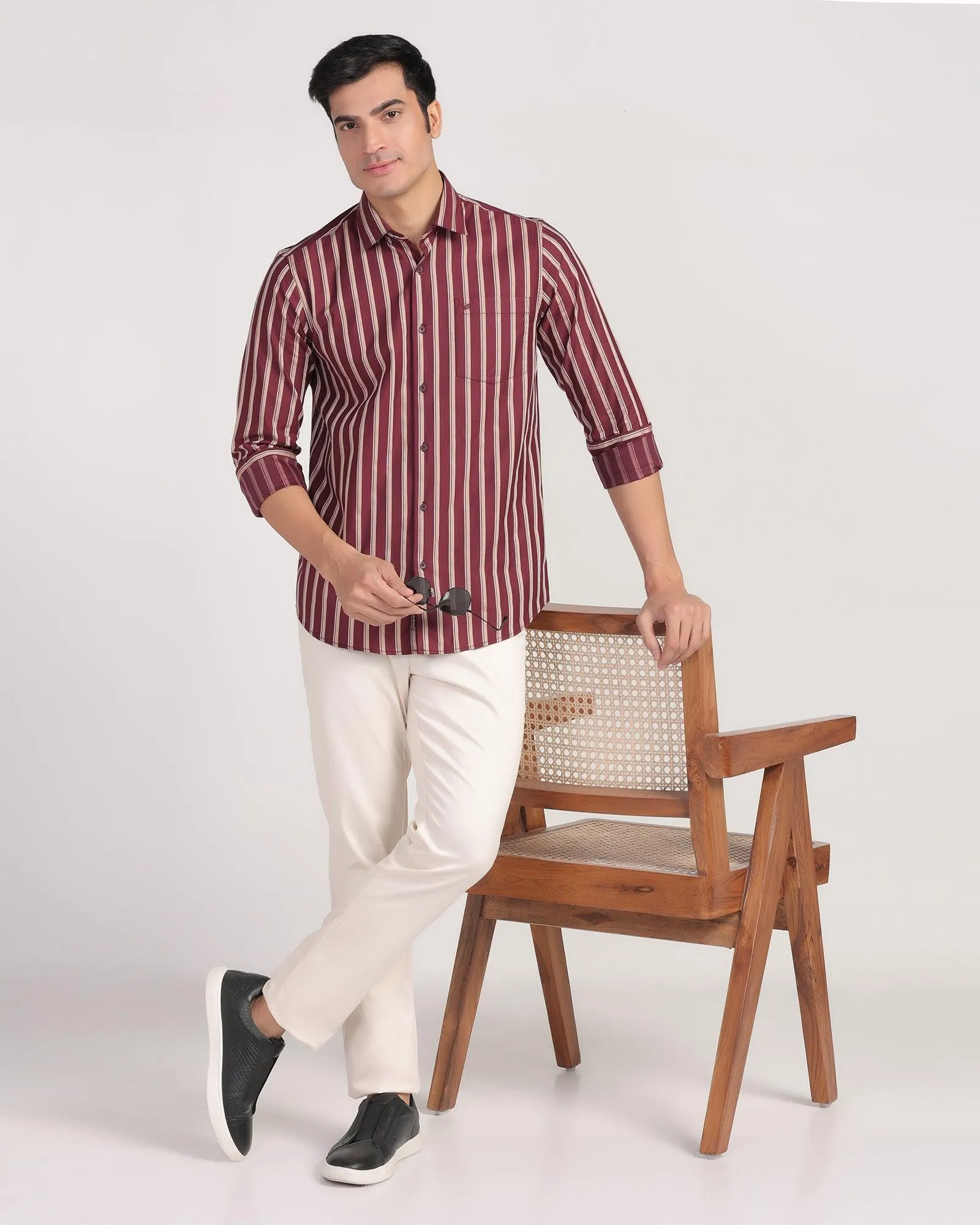 Casual Maroon Stripe Shirt - Vegas