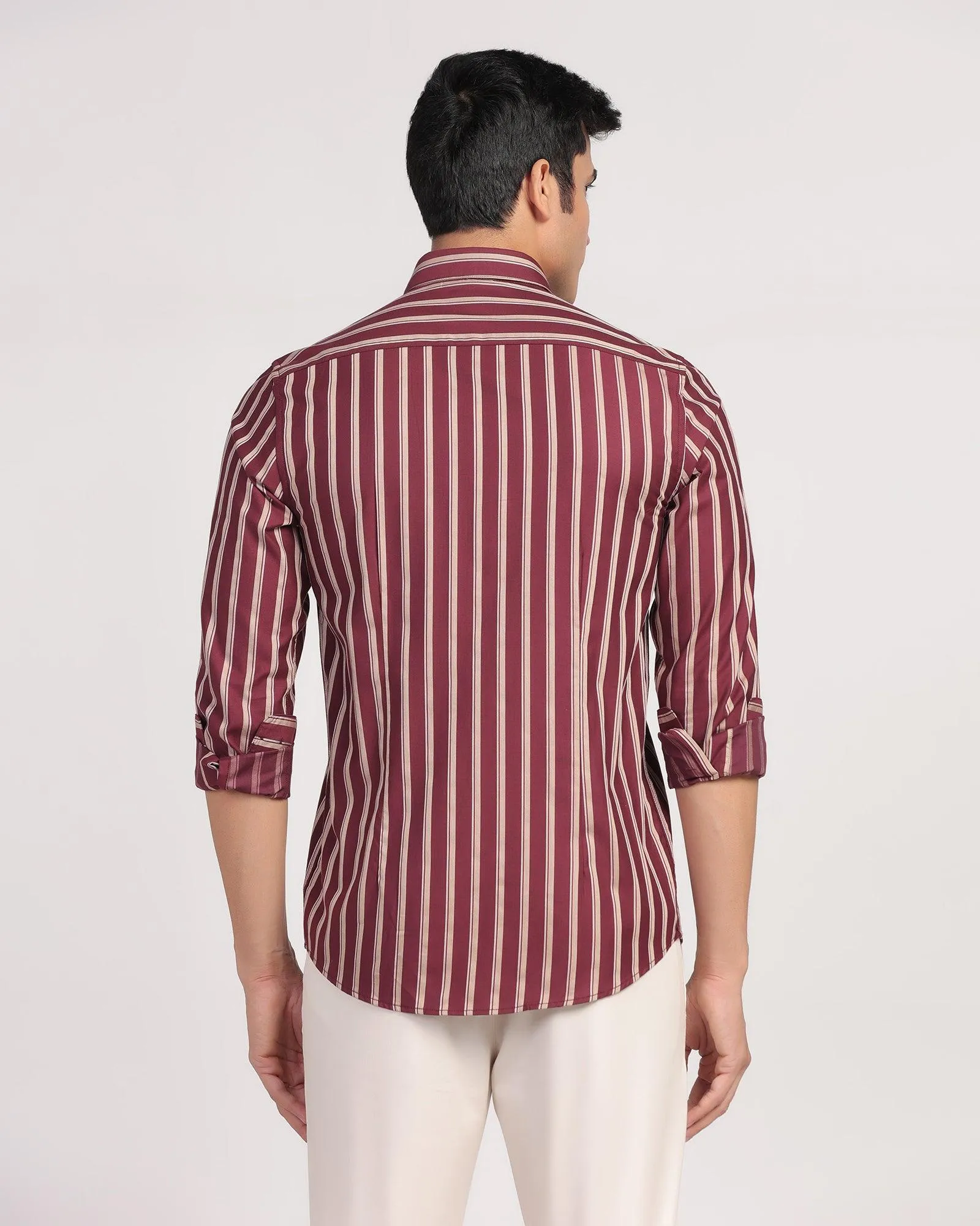 Casual Maroon Stripe Shirt - Vegas