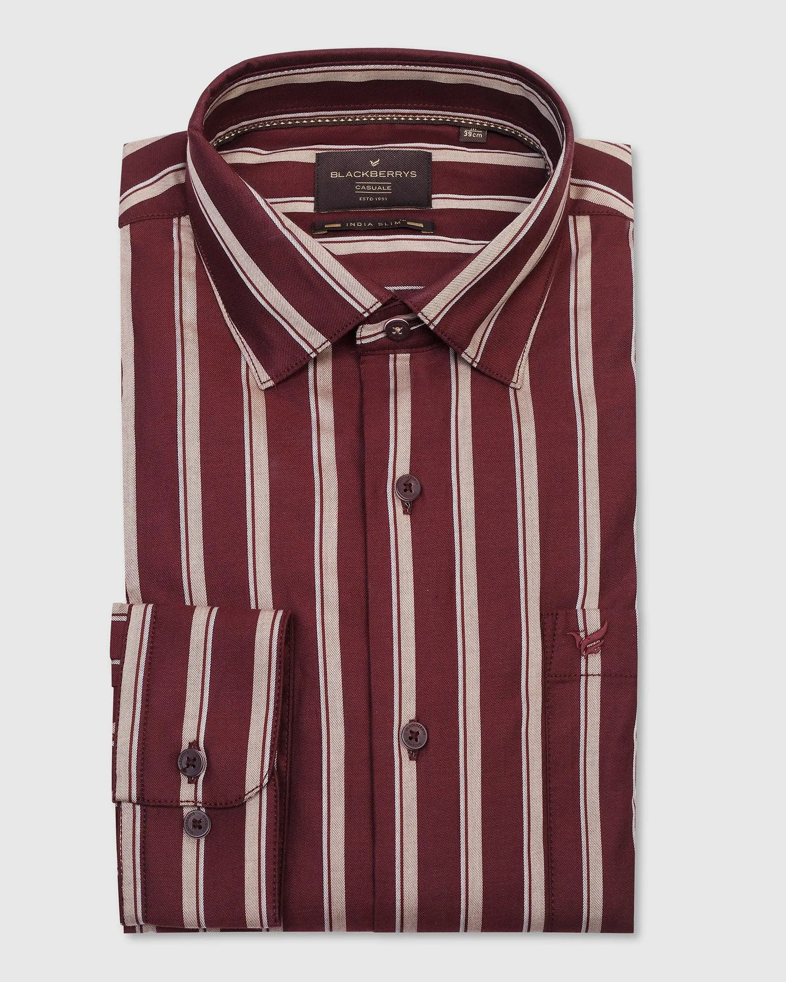 Casual Maroon Stripe Shirt - Vegas