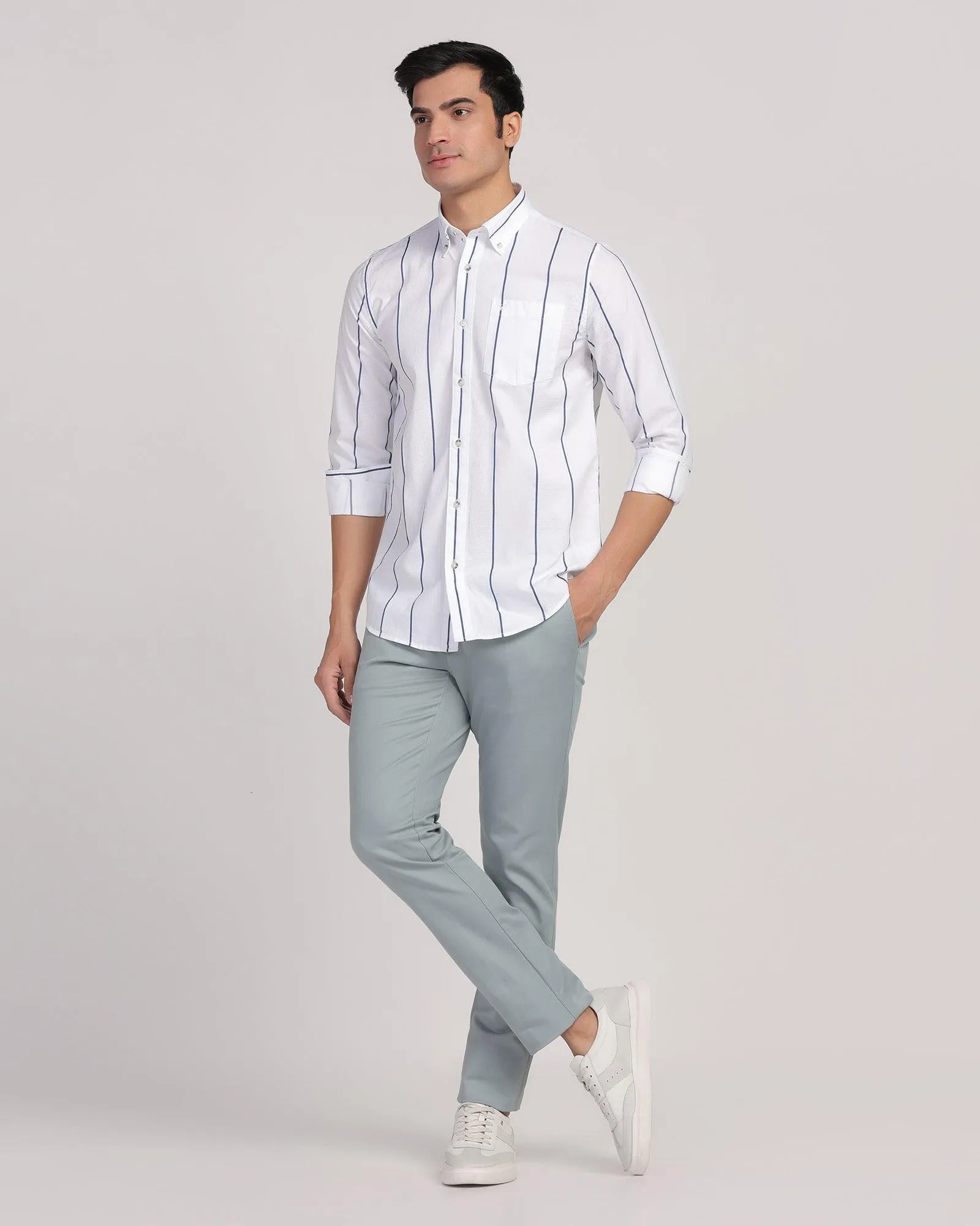 Casual White Stripe Shirt - Dustin