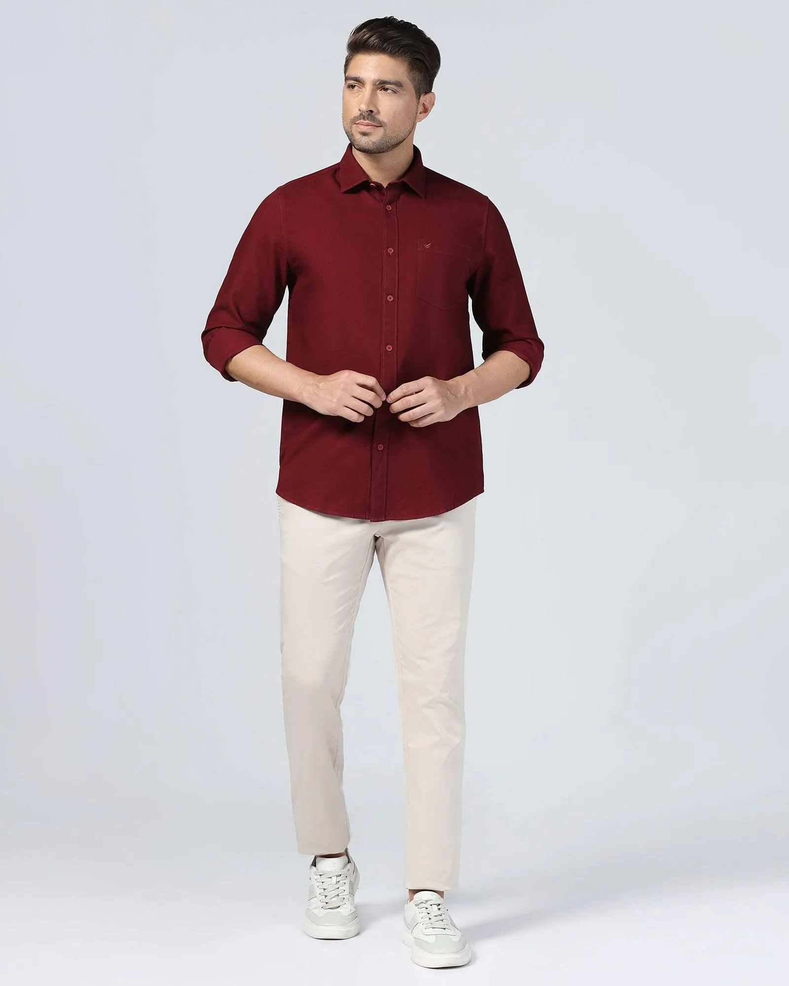 Casual Wine Textured Shirt - Caty