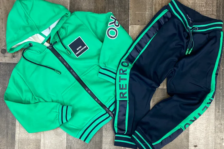 Catox Denim- retro sweatsuit (green/navy) (kids)