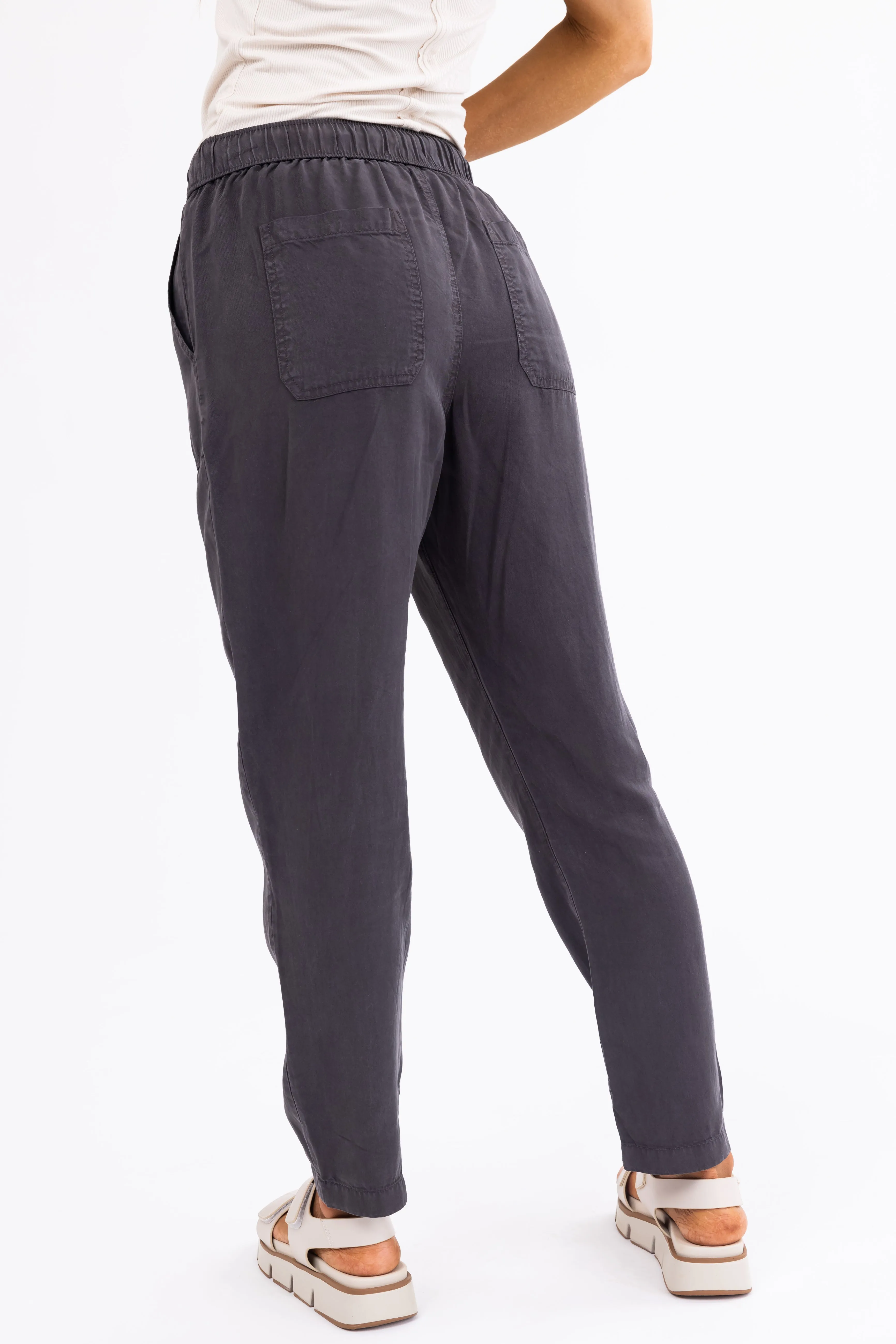 Charcoal Straight Leg Drawstring Soft Pants