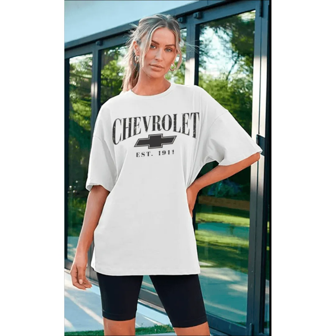 Chevy Ladies Oversized Beige T-Shirt