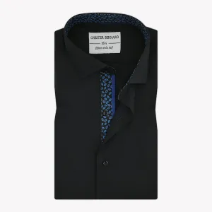 Classic Black With Blue Leaves & Piping OL-295