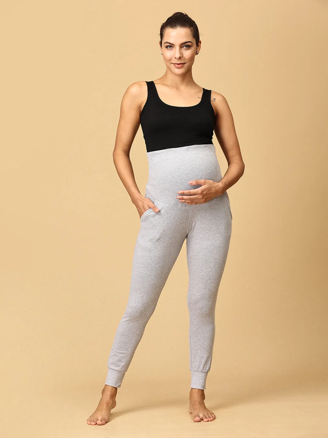 Comfy Maternity Joggers Light Grey