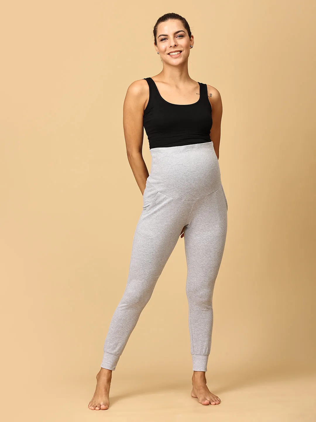 Comfy Maternity Joggers Light Grey