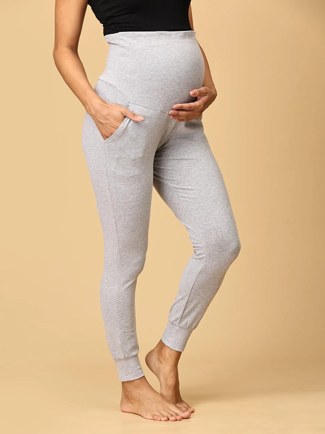 Comfy Maternity Joggers Light Grey