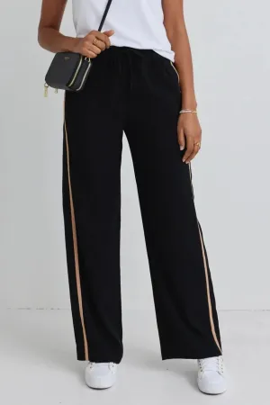 Confidant Leg Crepe Wide Pants - Black Stripe