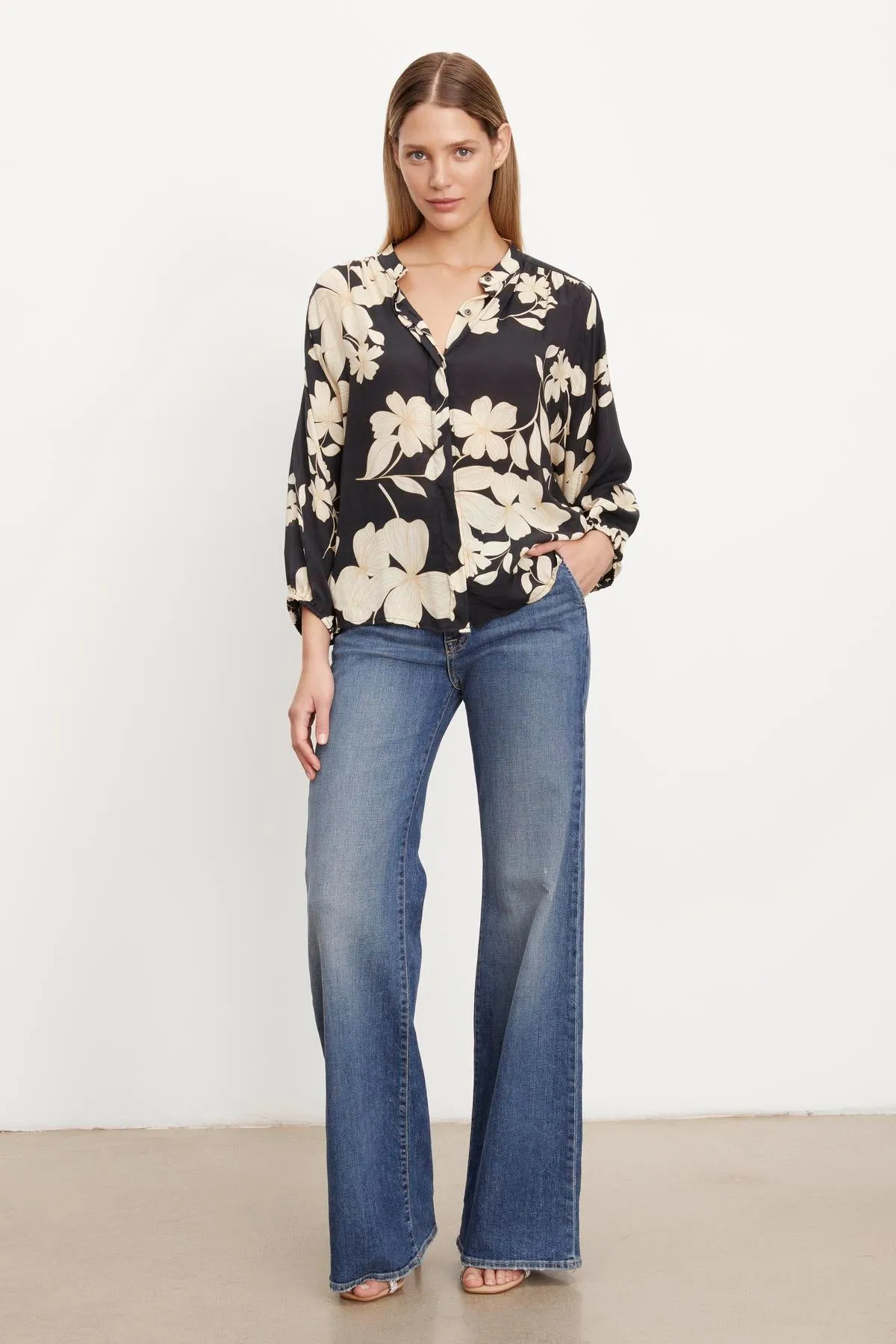 DESTINA PRINTED BUTTON-UP BLOUSE