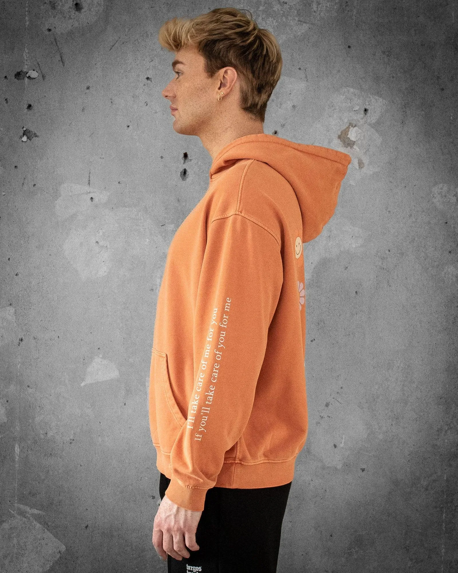 Flower Madness | Oversized Orange Retro Men's Hoodie