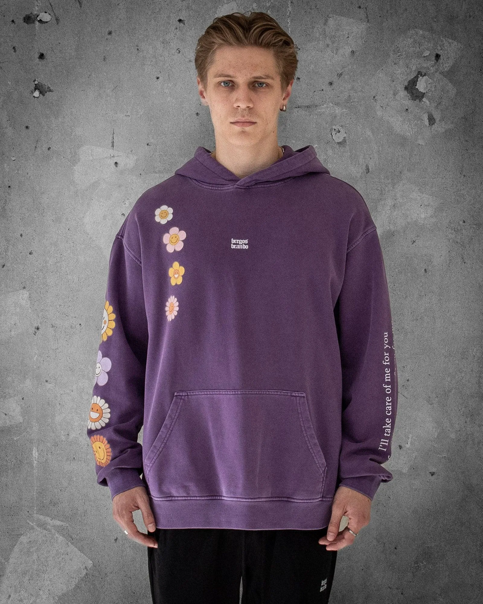 Flower Madness | Oversized Purple Retro Men's Hoodie