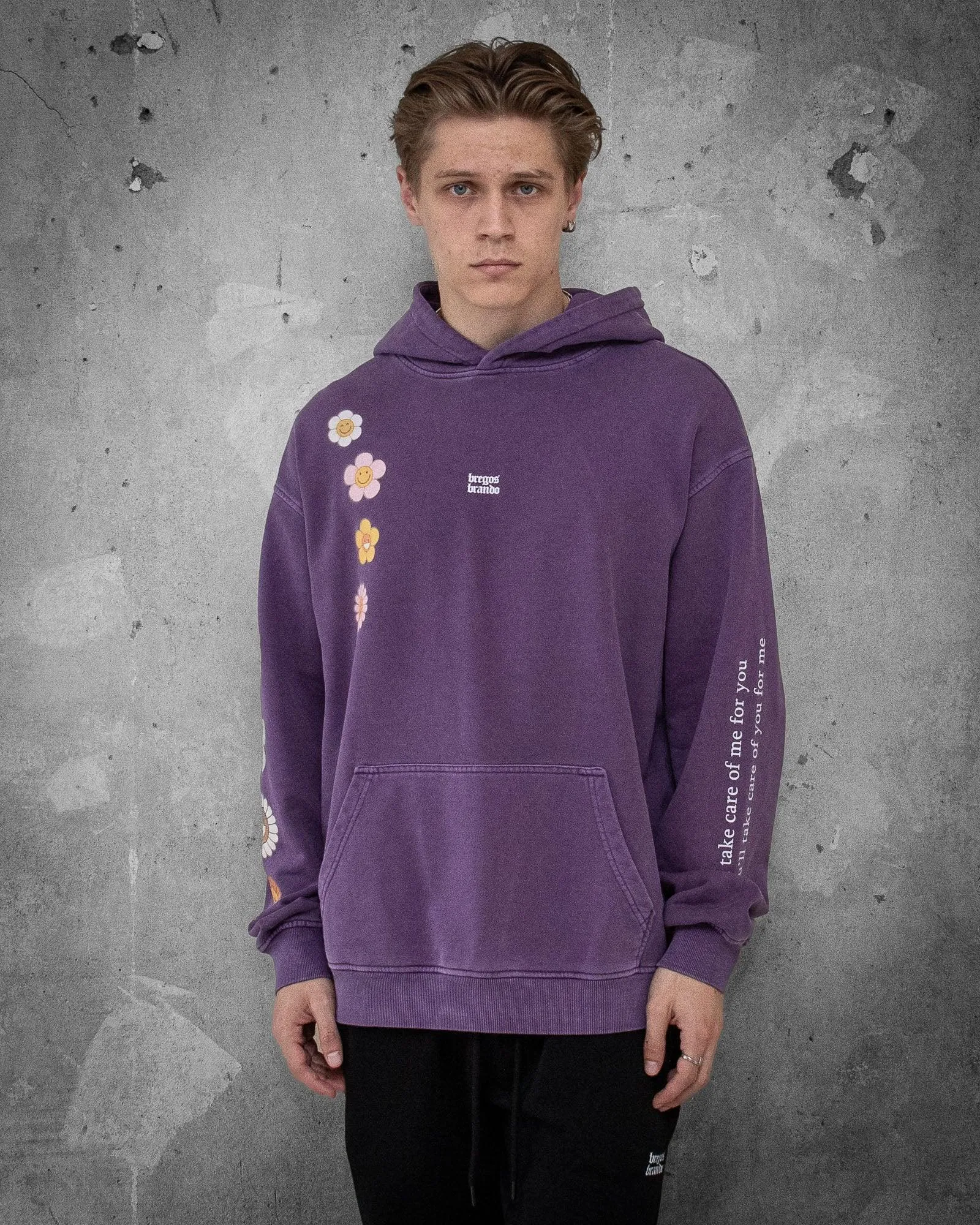 Flower Madness | Oversized Purple Retro Men's Hoodie