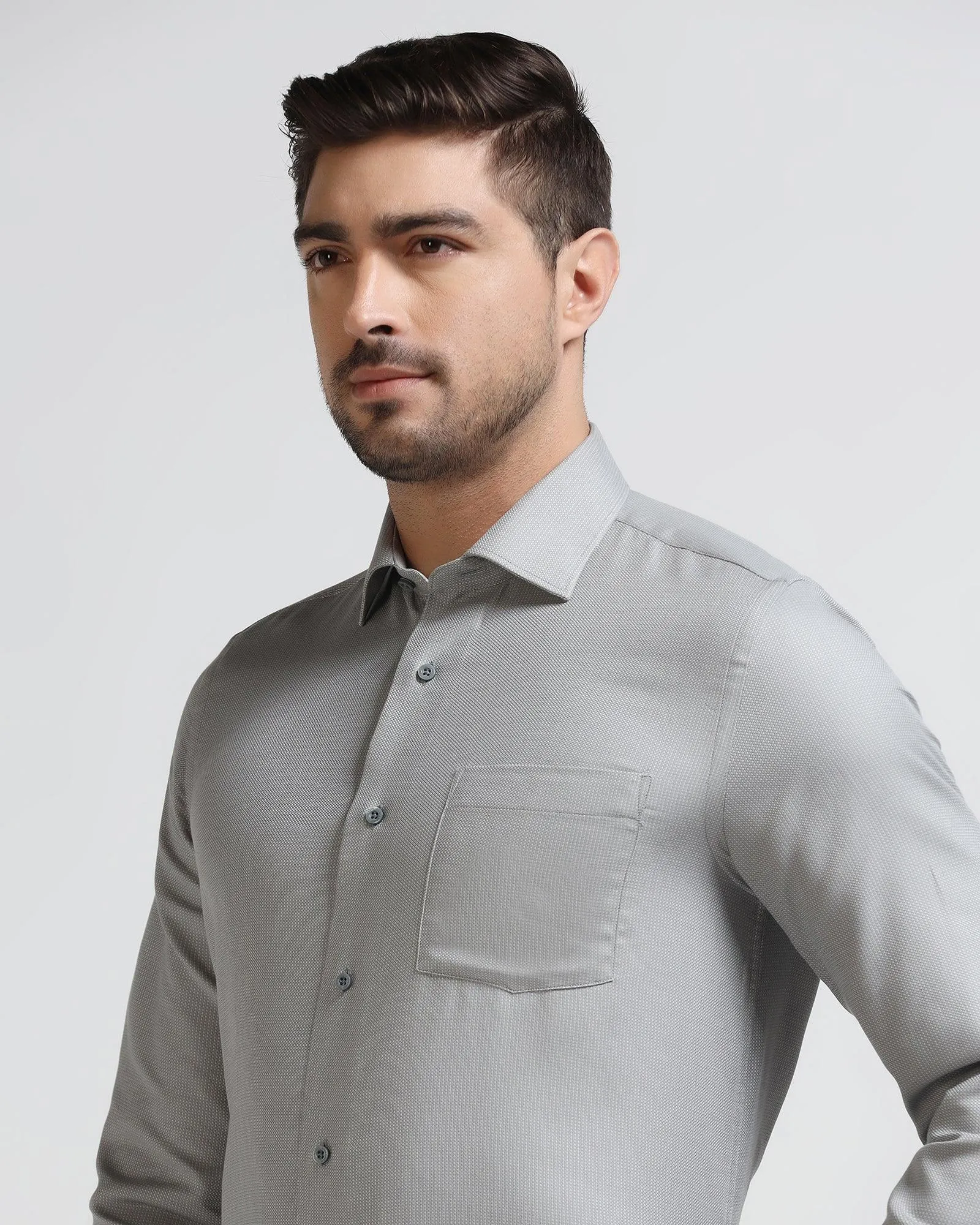 Formal Grey Textured Shirt - Stran