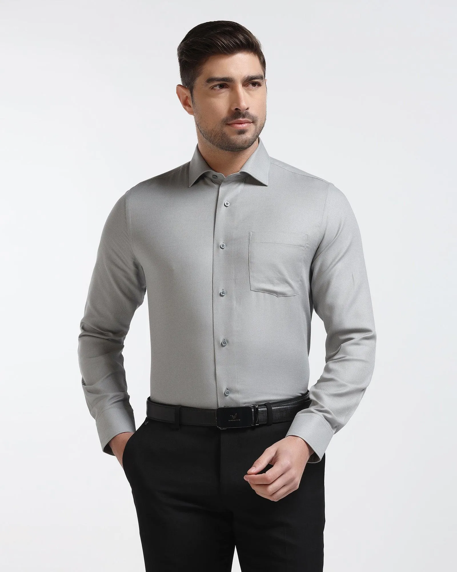 Formal Grey Textured Shirt - Stran