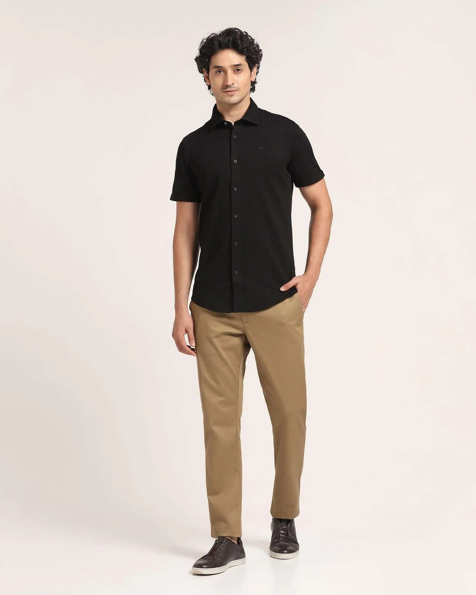 Formal Half Sleeve Black Solid Shirt - Pareto