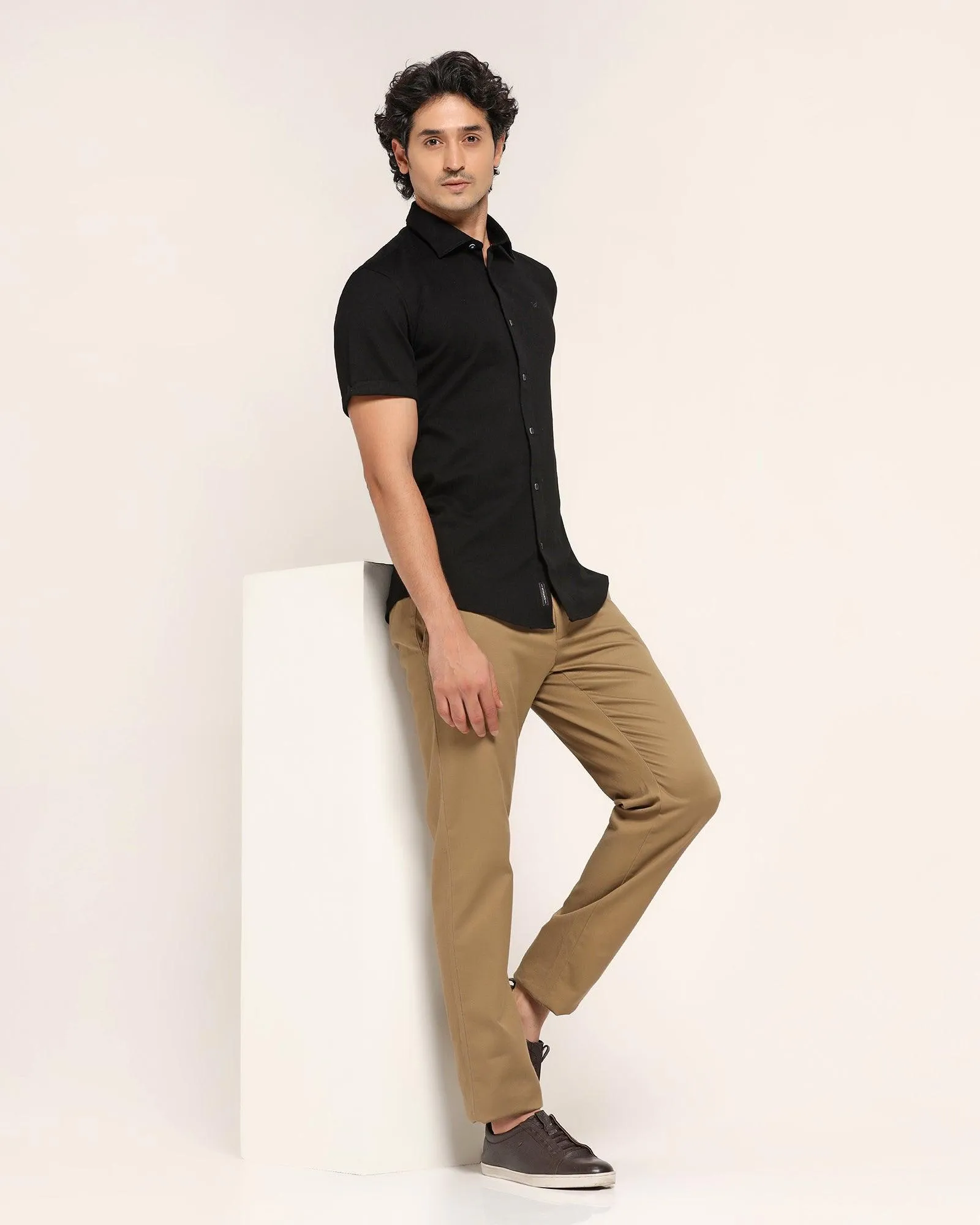 Formal Half Sleeve Black Solid Shirt - Pareto