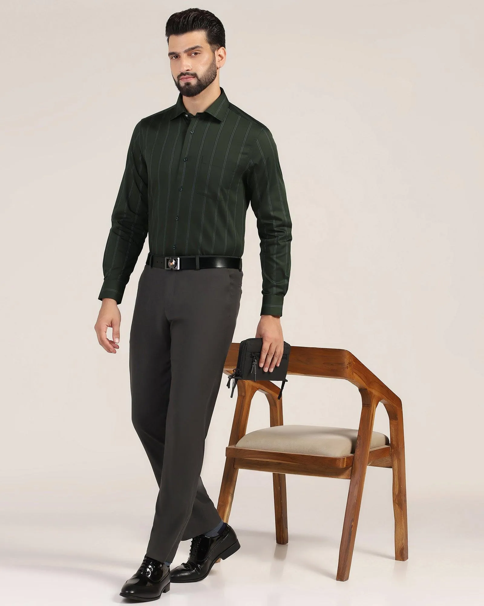 Formal Olive Stripe Shirt - Kolt