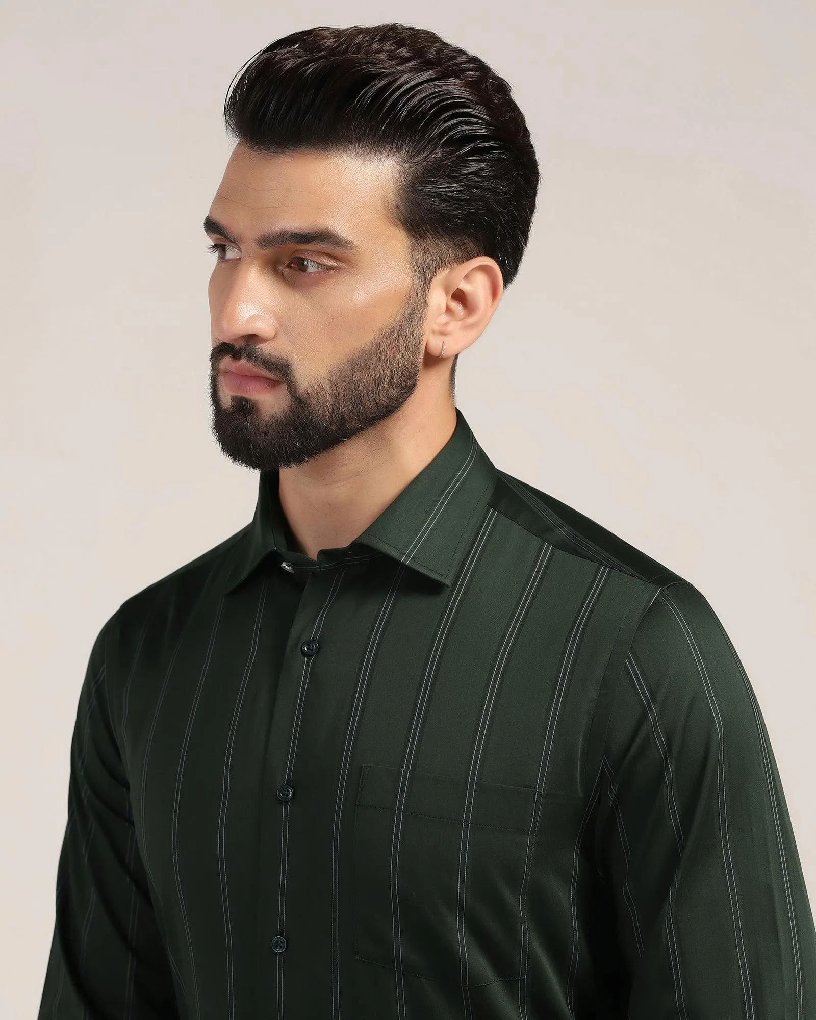 Formal Olive Stripe Shirt - Kolt