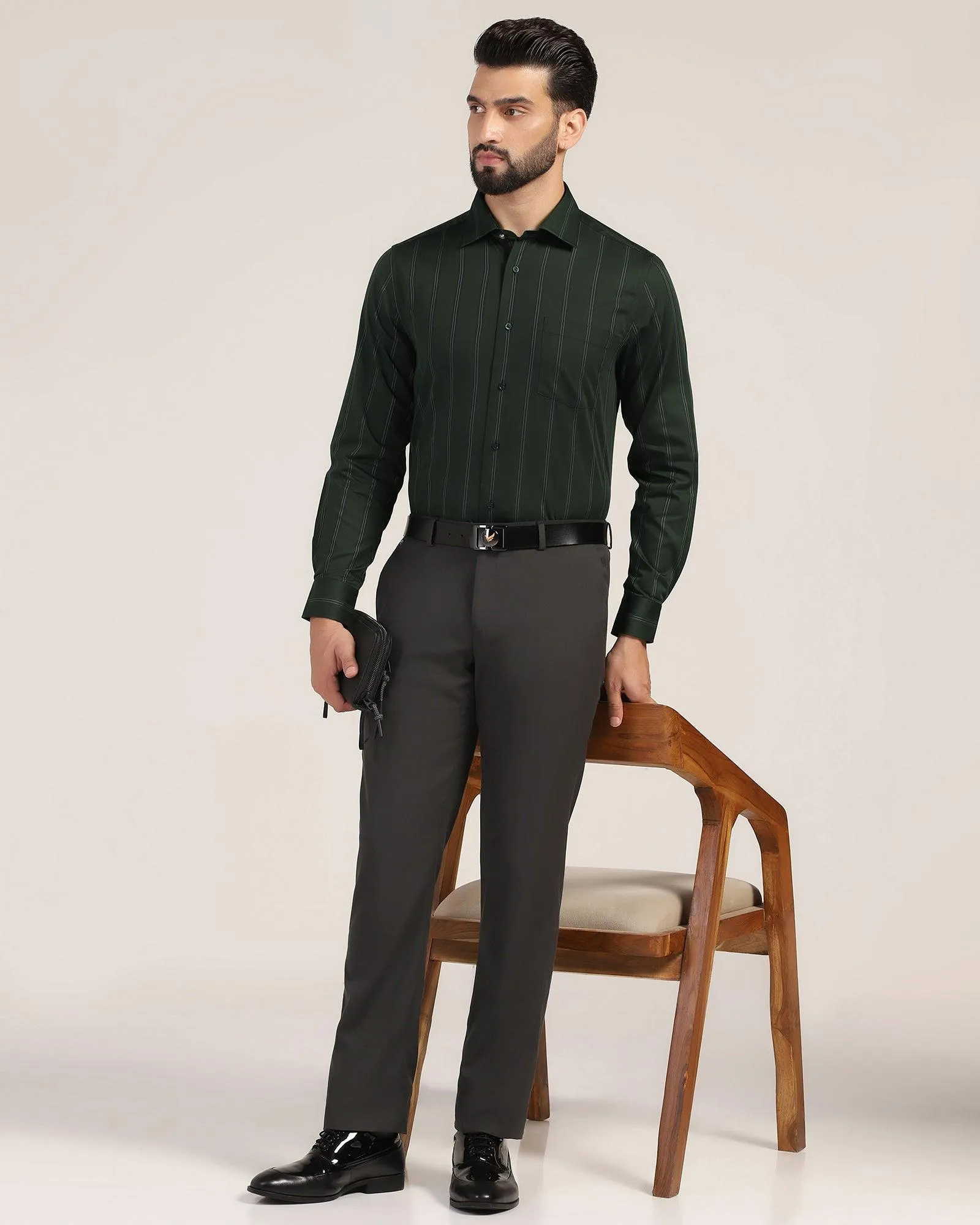 Formal Olive Stripe Shirt - Kolt