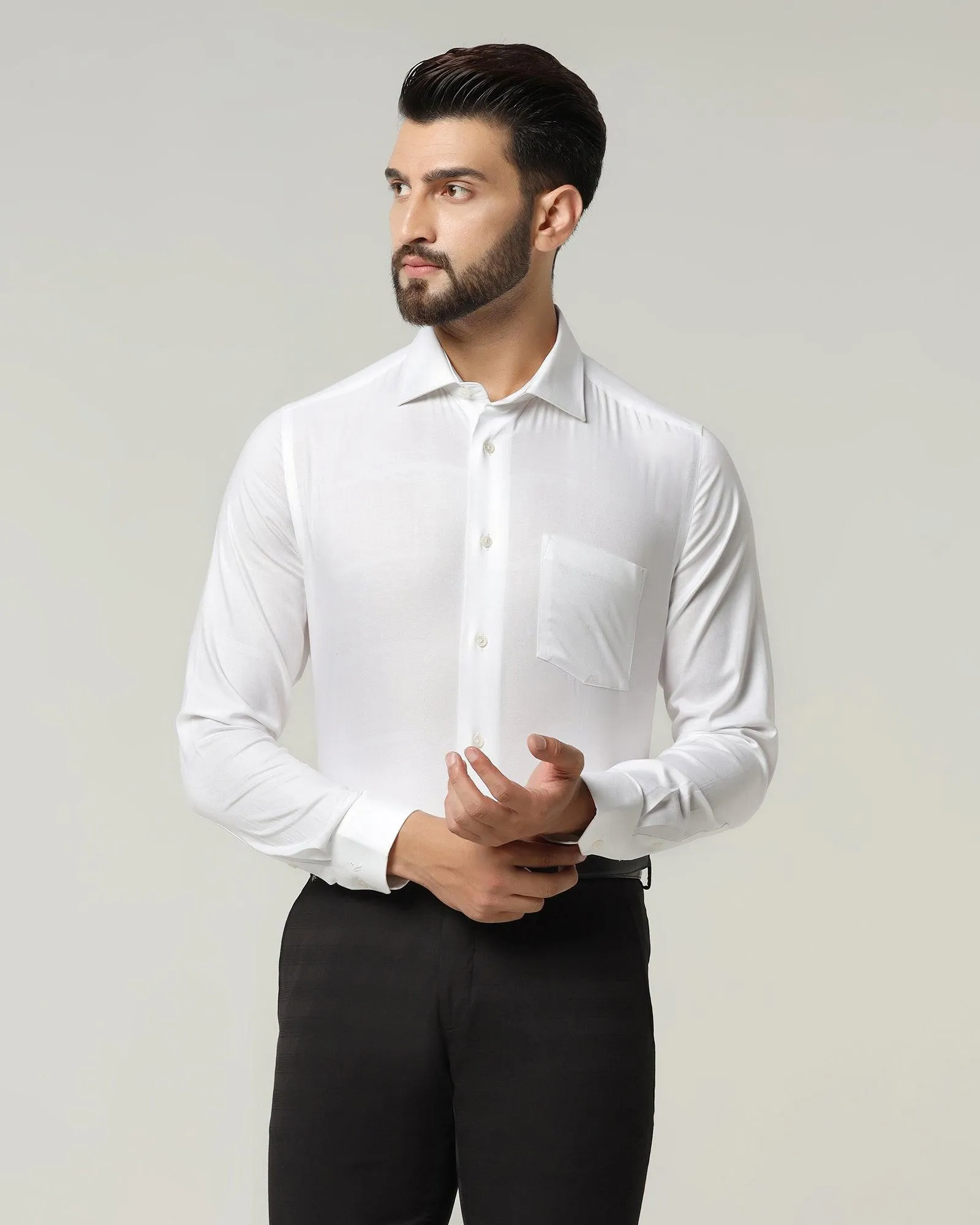 Formal White Check Shirt - Rayo