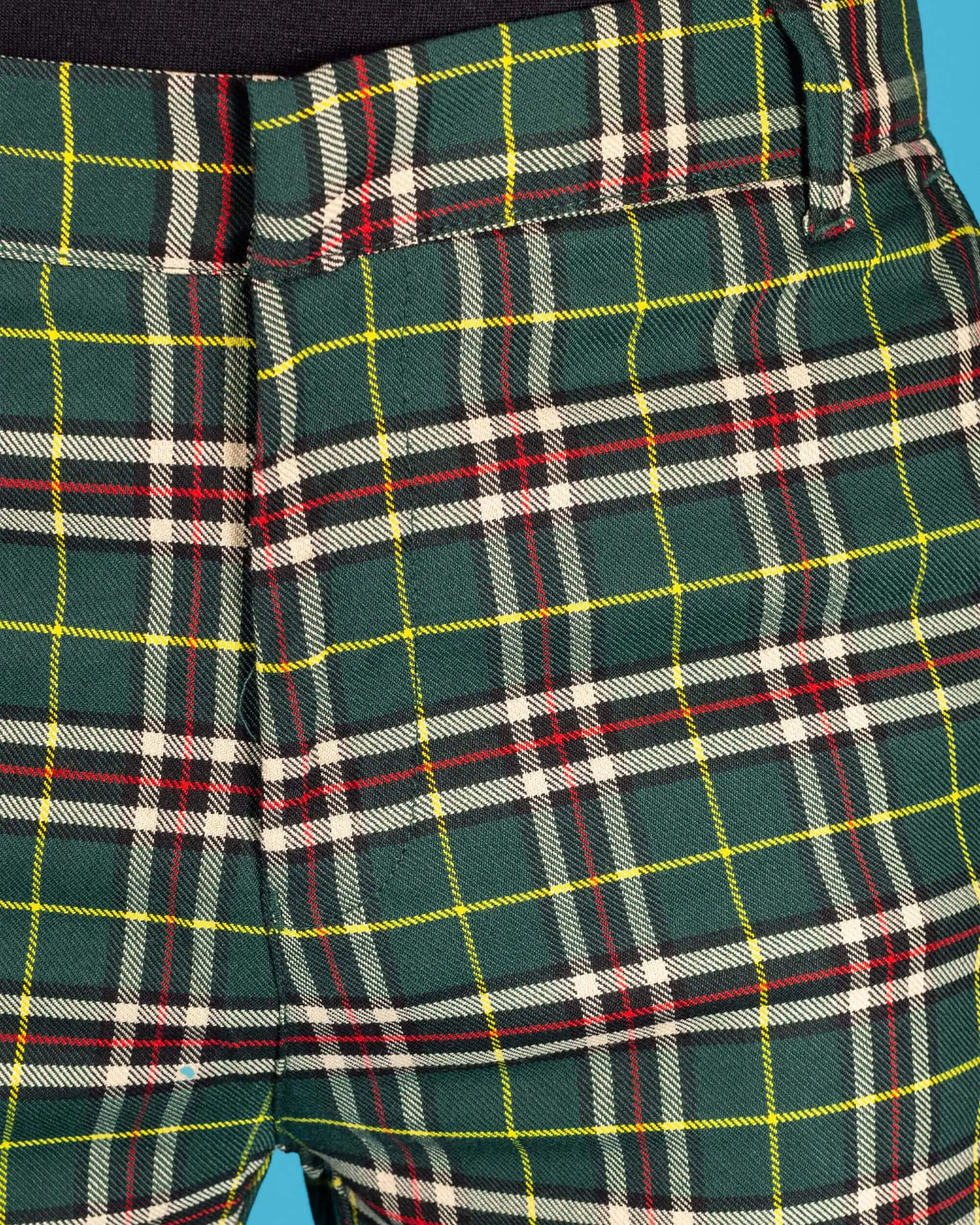 Green Tartan Plaid Bell Bottom Slacks