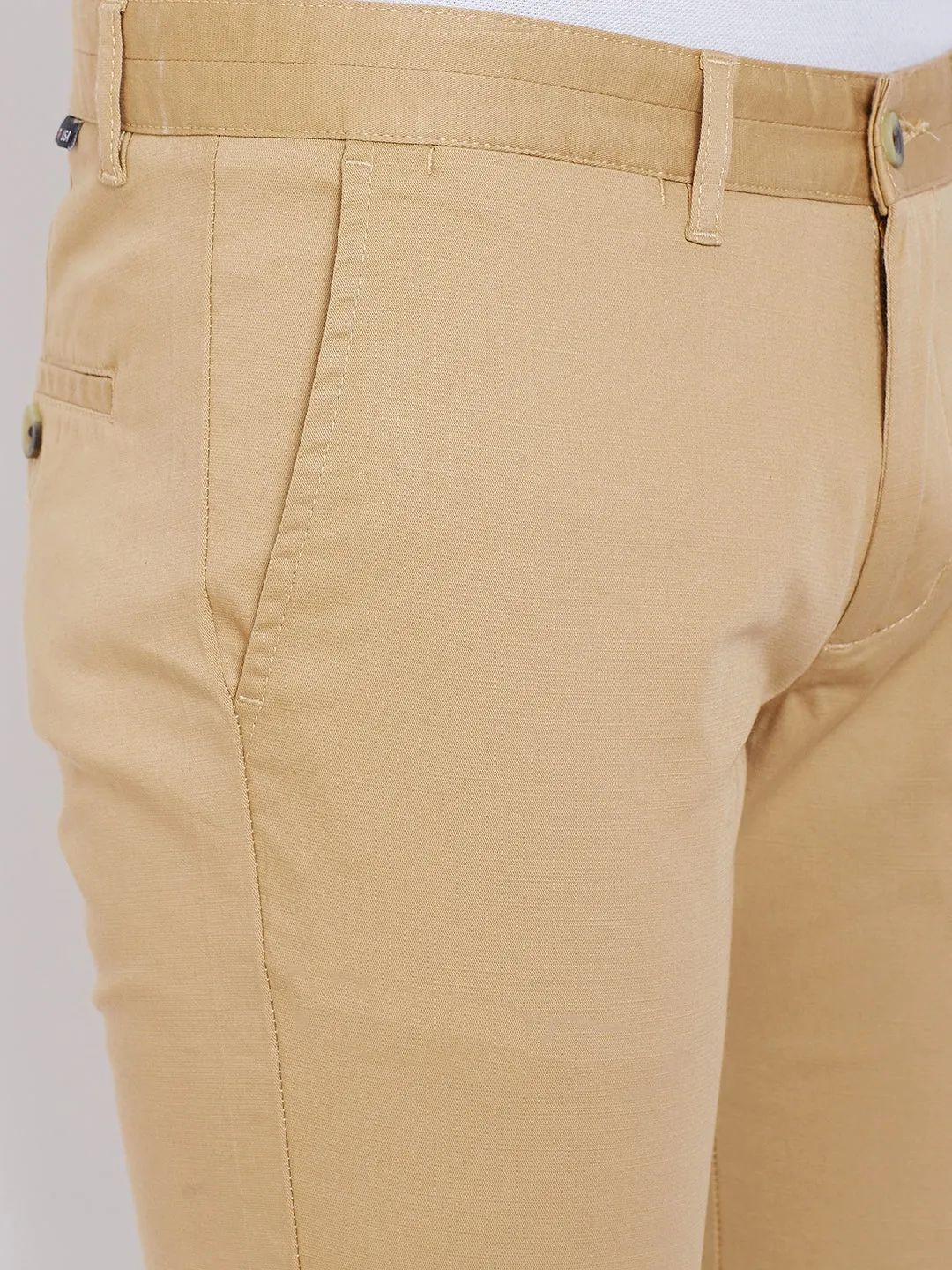 JUMP USA Men Camel Regular Fit Solid Trousers