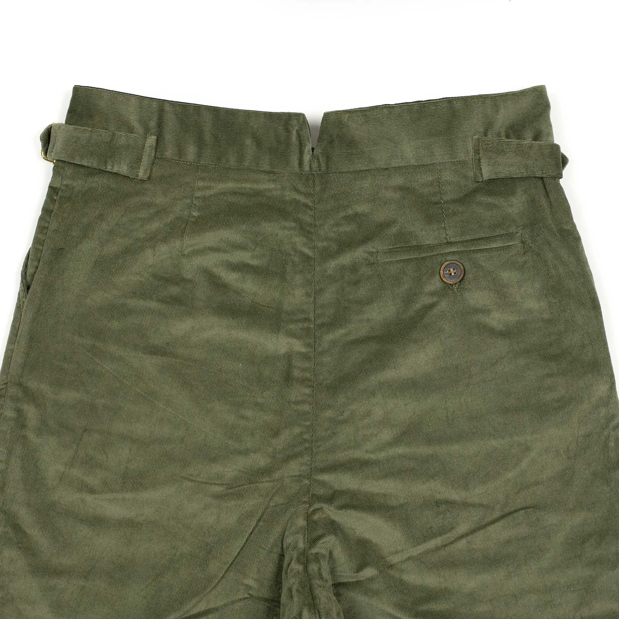 Karl side tab trousers in Green cotton corduroy