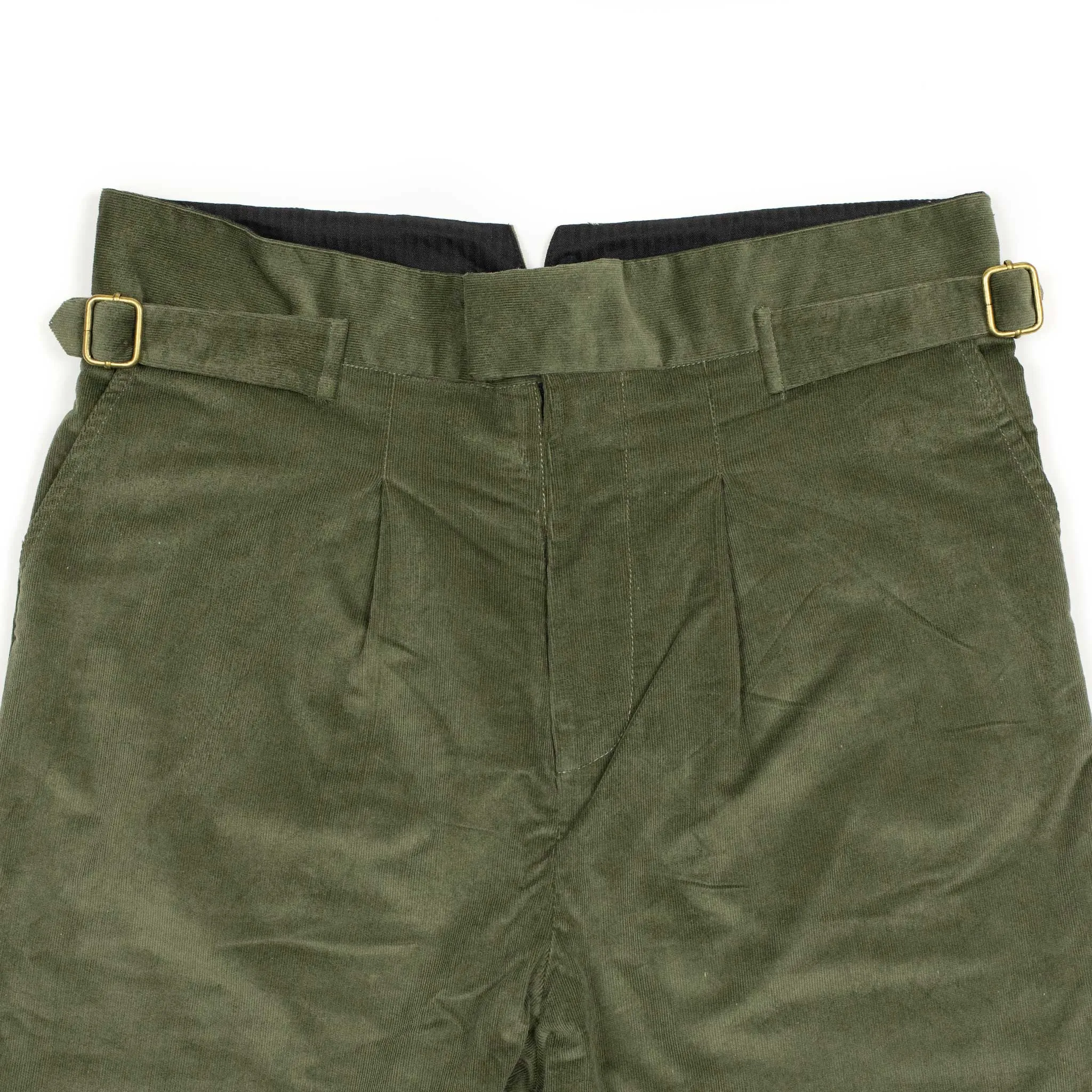 Karl side tab trousers in Green cotton corduroy