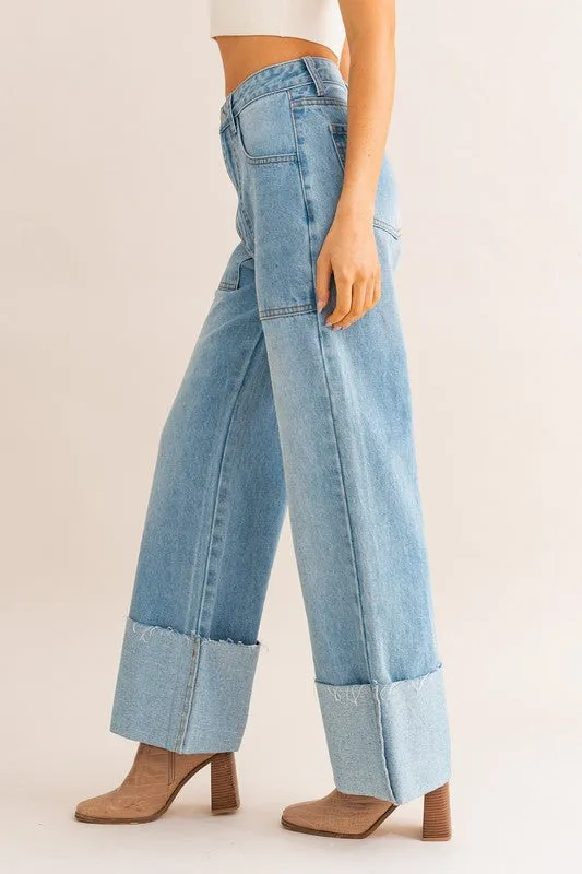 Kennedy Wide Leg Cuffed Jeans