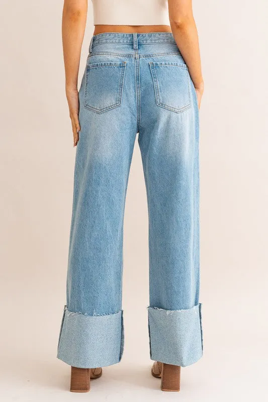 Kennedy Wide Leg Cuffed Jeans