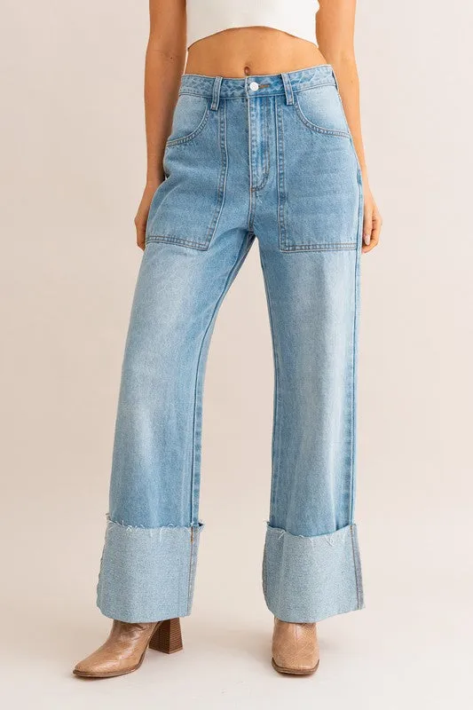 Kennedy Wide Leg Cuffed Jeans