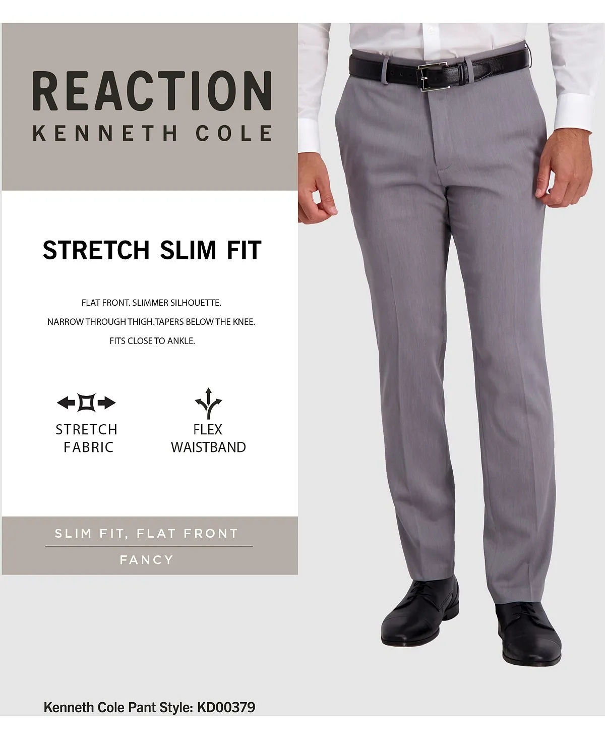 Kenneth Cole Reaction Men's Stretch Slim Fit Dress Pants, Black