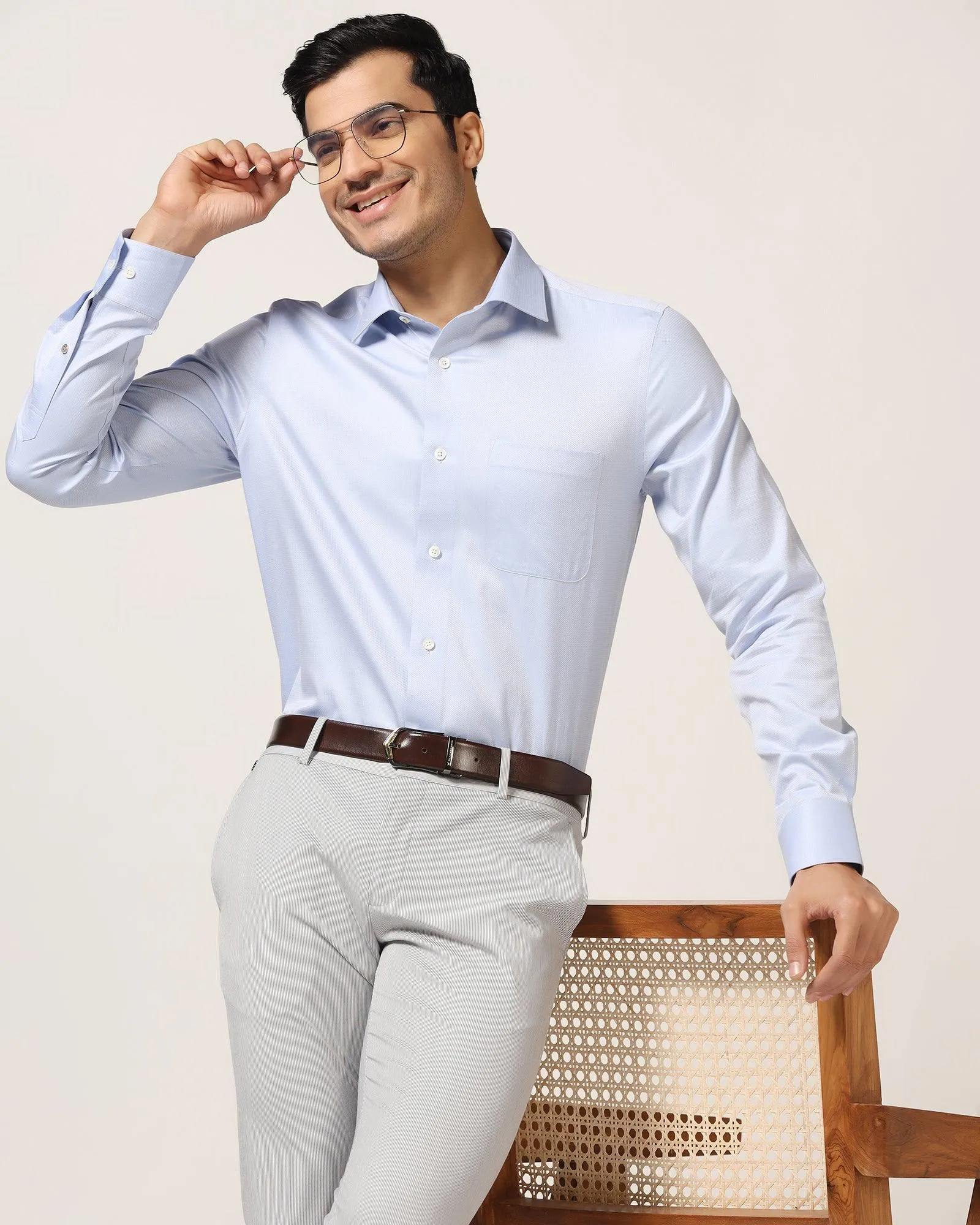 Luxe Formal Blue Textured Shirt - Richmond