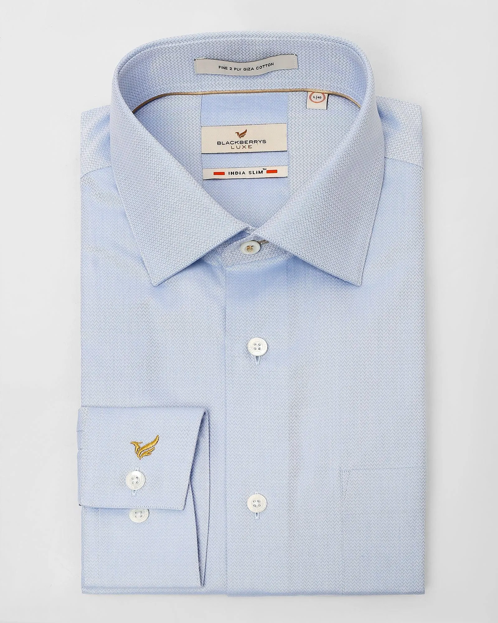 Luxe Formal Blue Textured Shirt - Richmond