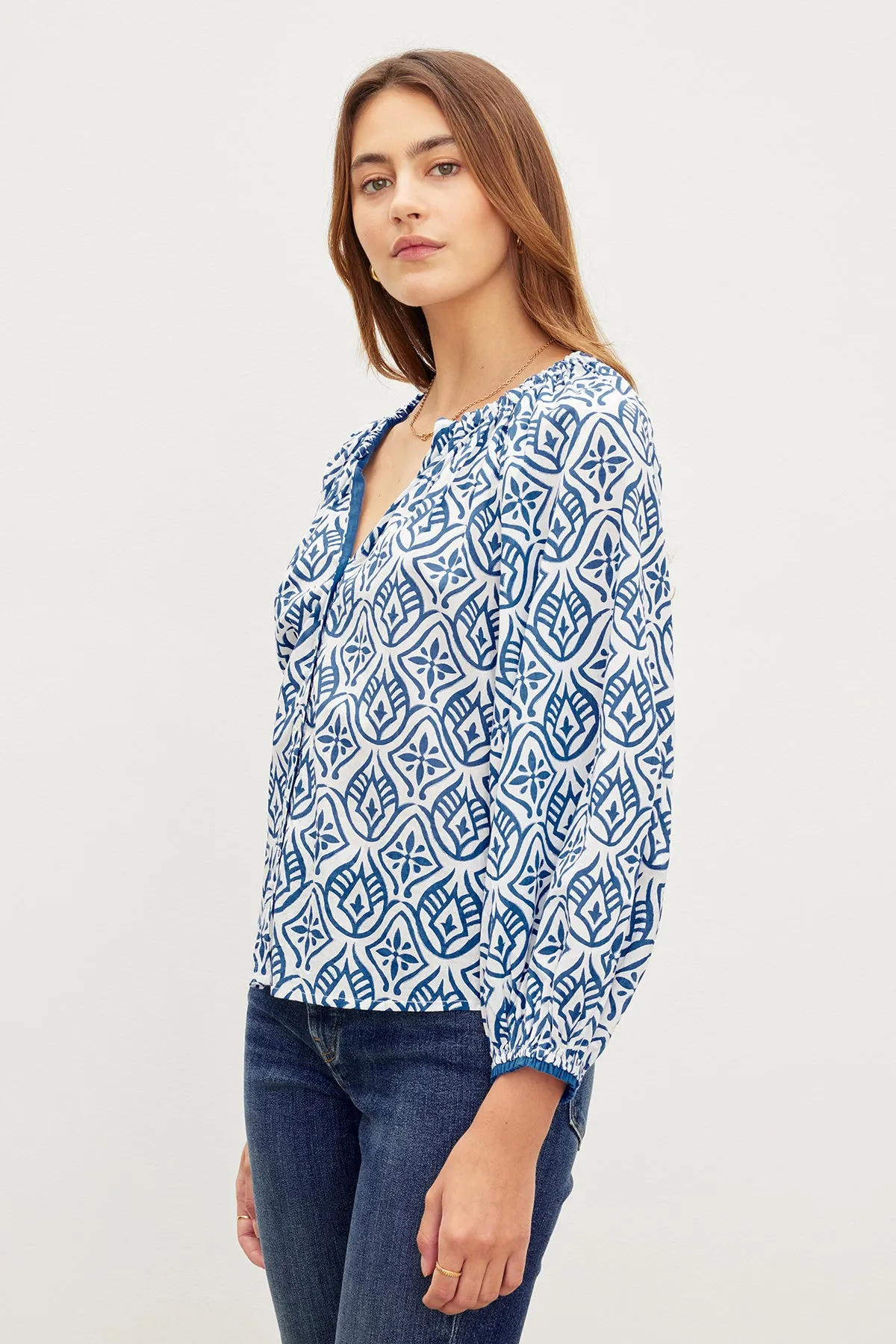 MARIAN PRINTED BUTTON FRONT TOP