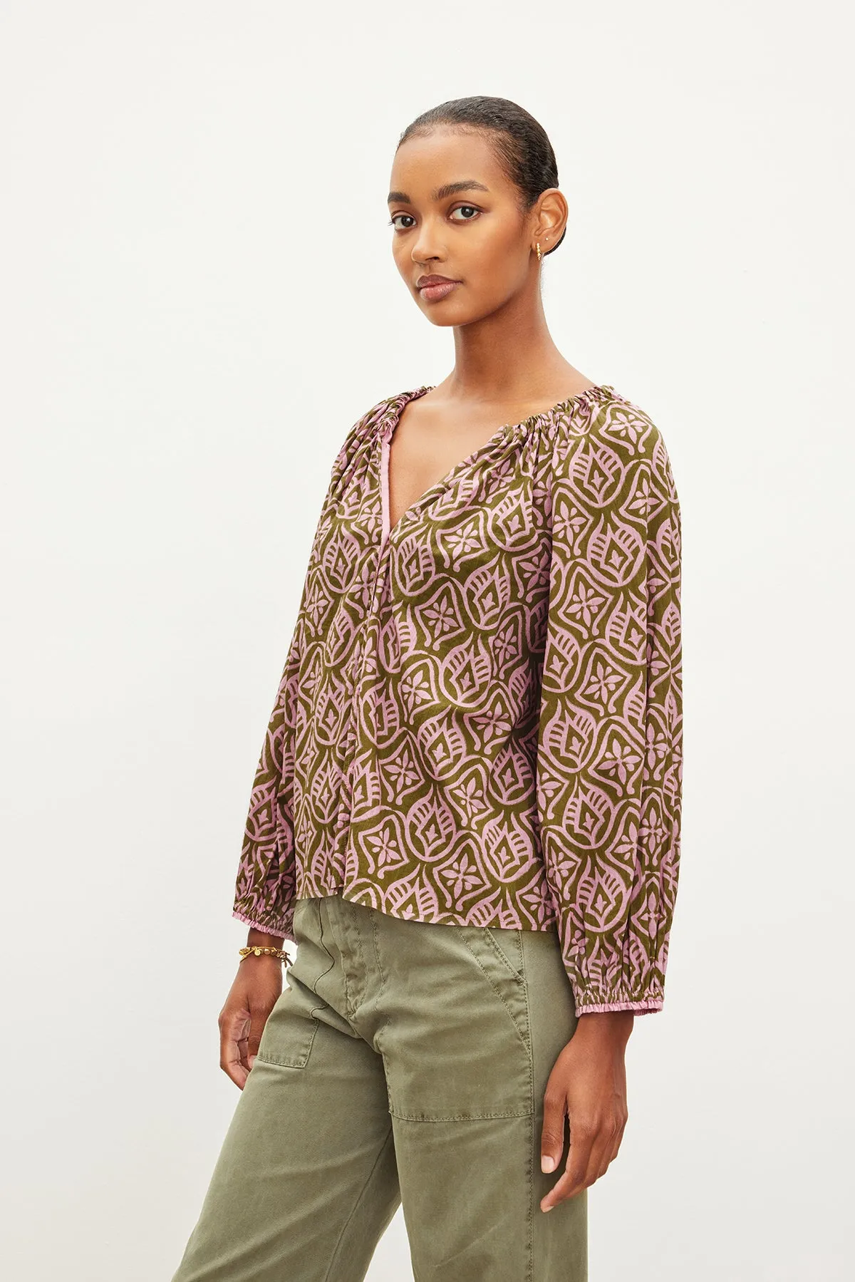 MARIAN PRINTED BUTTON FRONT TOP