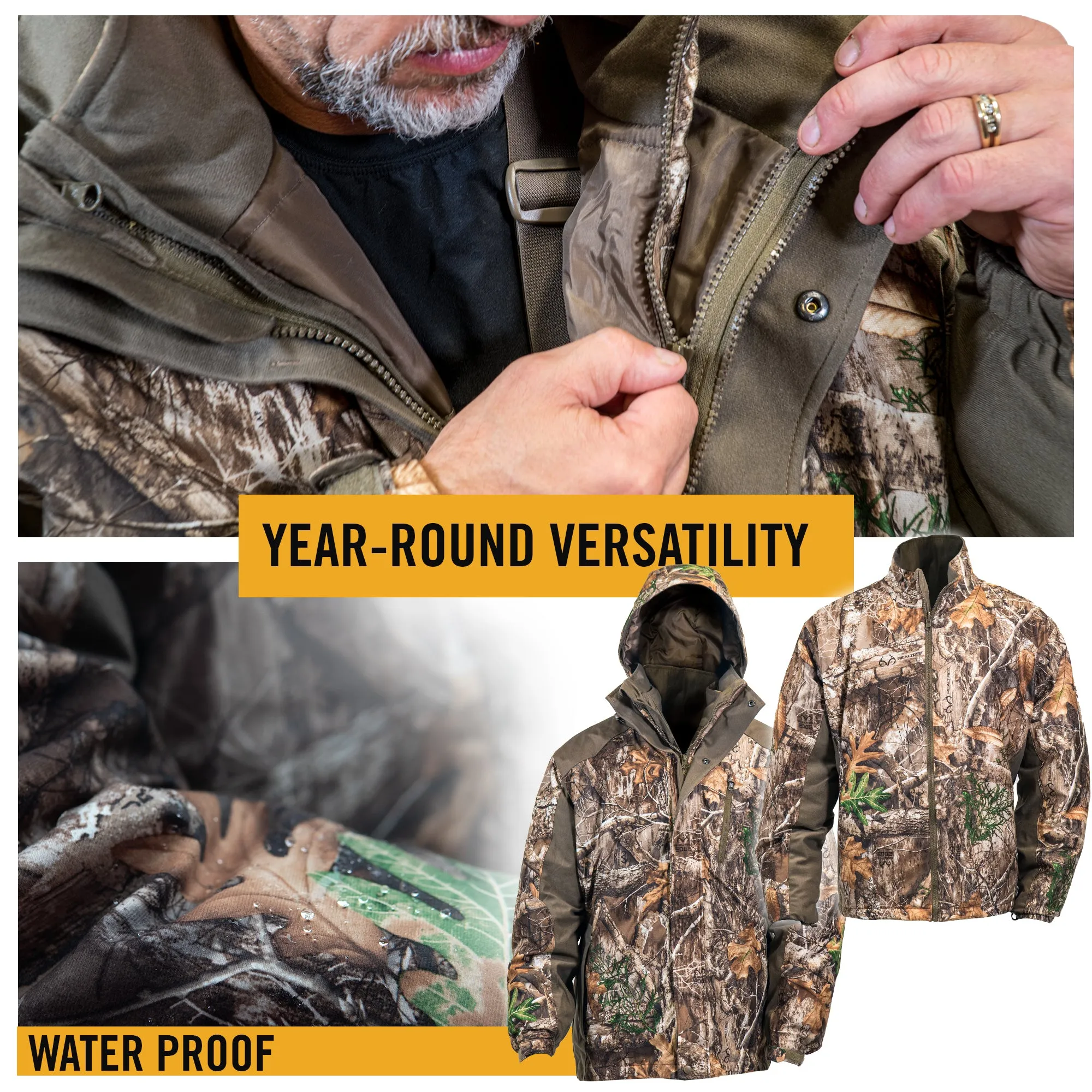 Men's 3 in 1 Insulated Camo Hunting Jacket