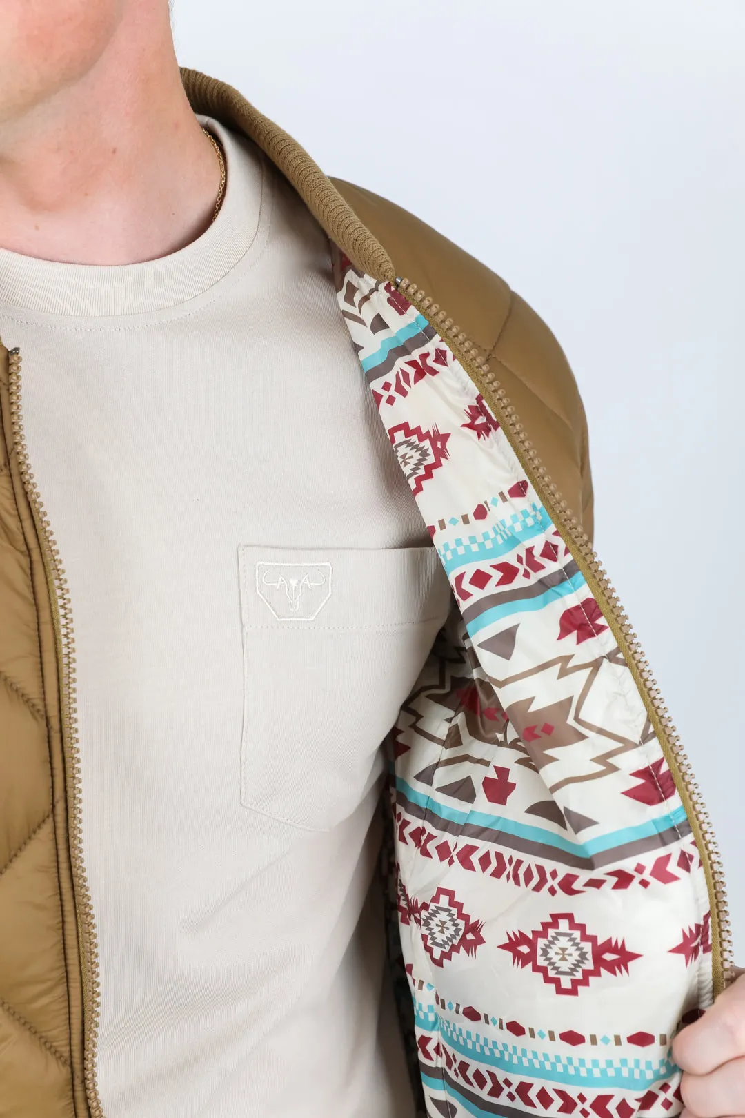 Mens Insulated Reversible Jacket - Beige