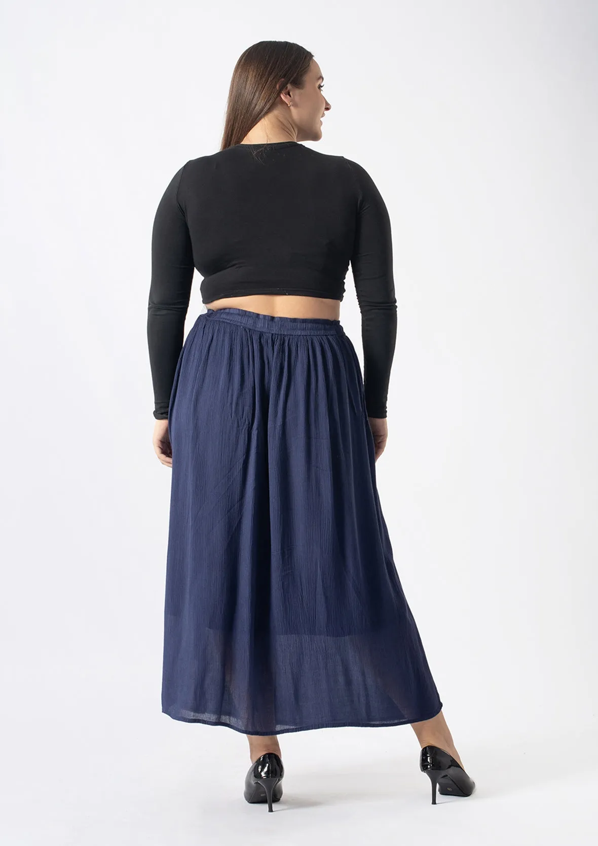 Midi Skirt With Drawstring Waist