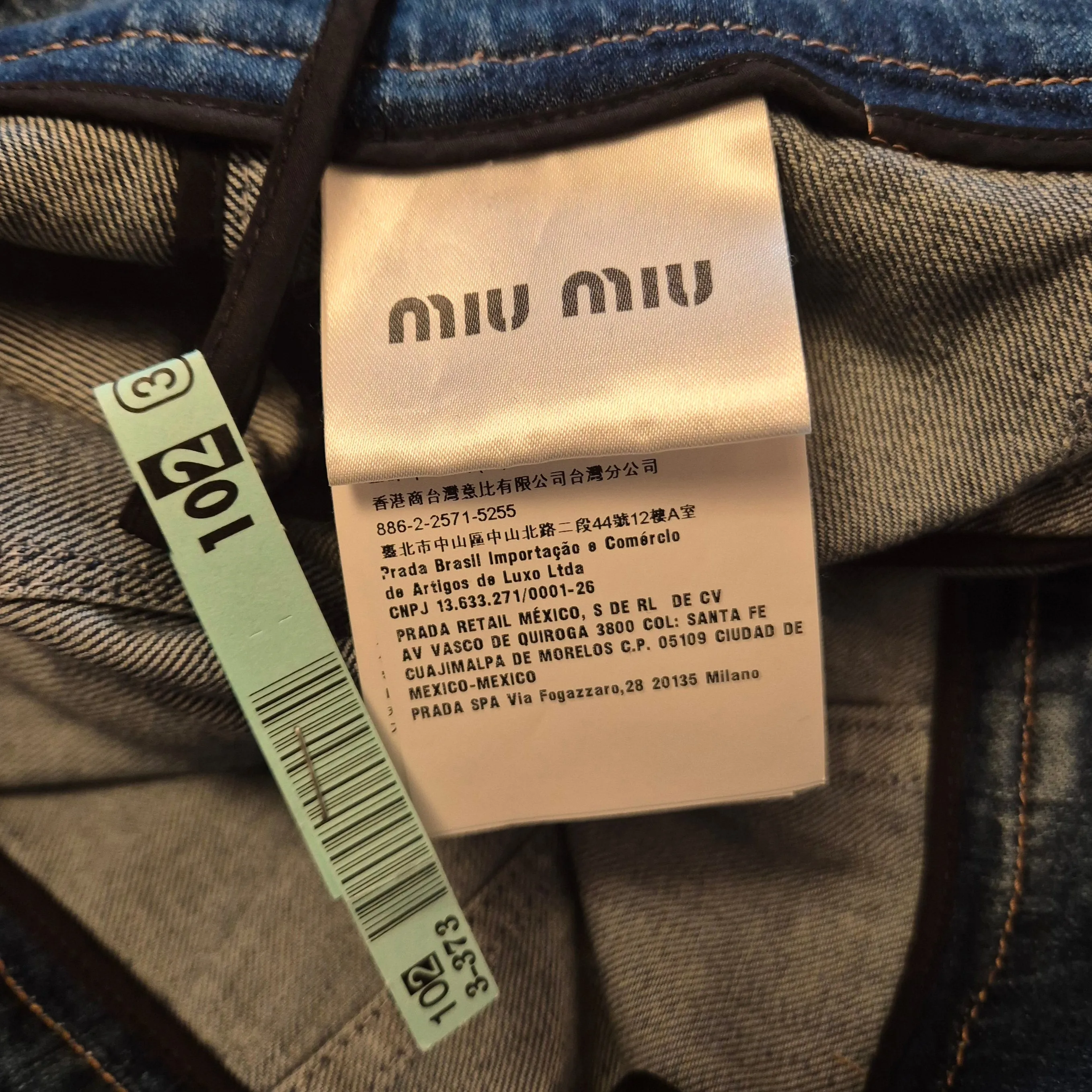 Miu Miu | Gonna in denim con fiocchetto vichy