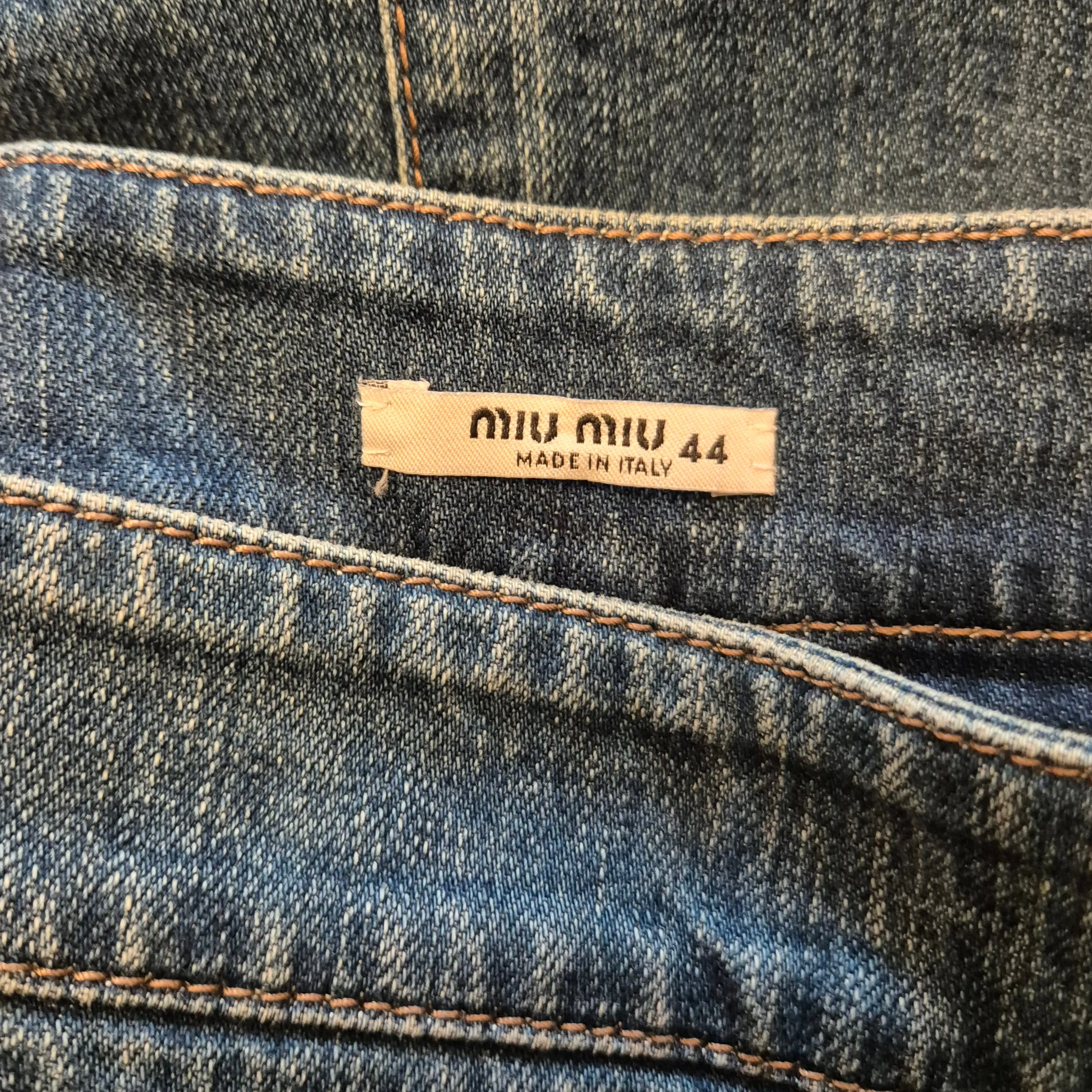 Miu Miu | Gonna in denim con fiocchetto vichy