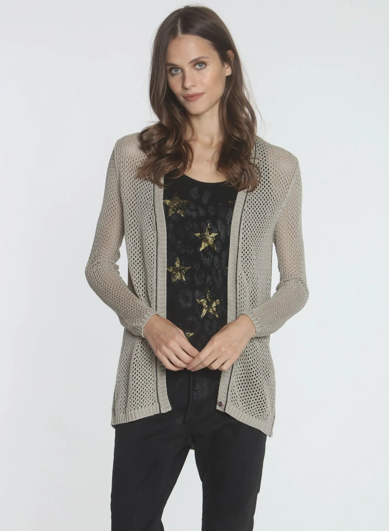 Molly Mesh Cardigan - Almond