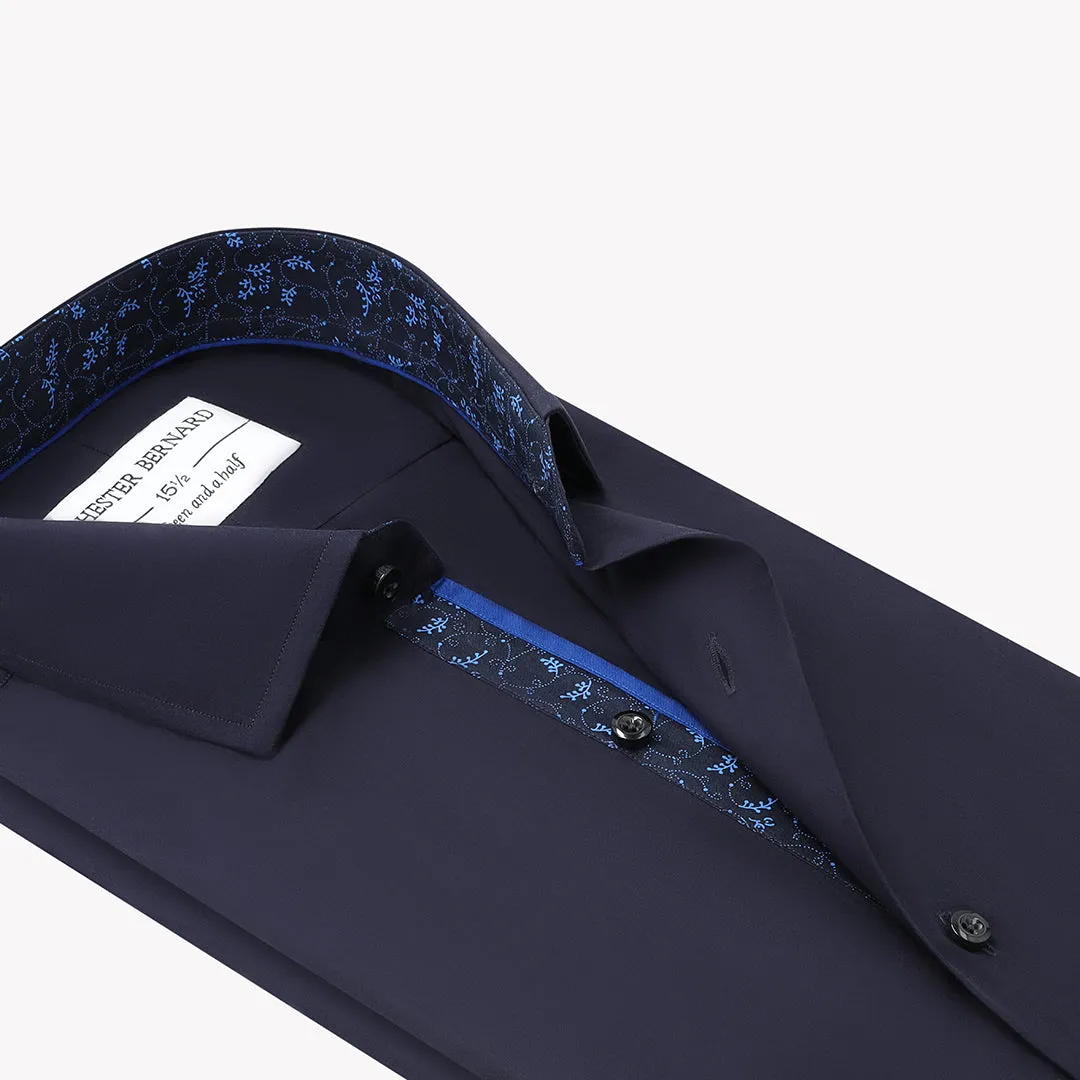 Navy Blue With Simple leaf Piping OL-294