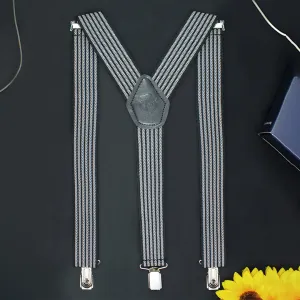 Peluche Sharp Striped Black Suspender for Men